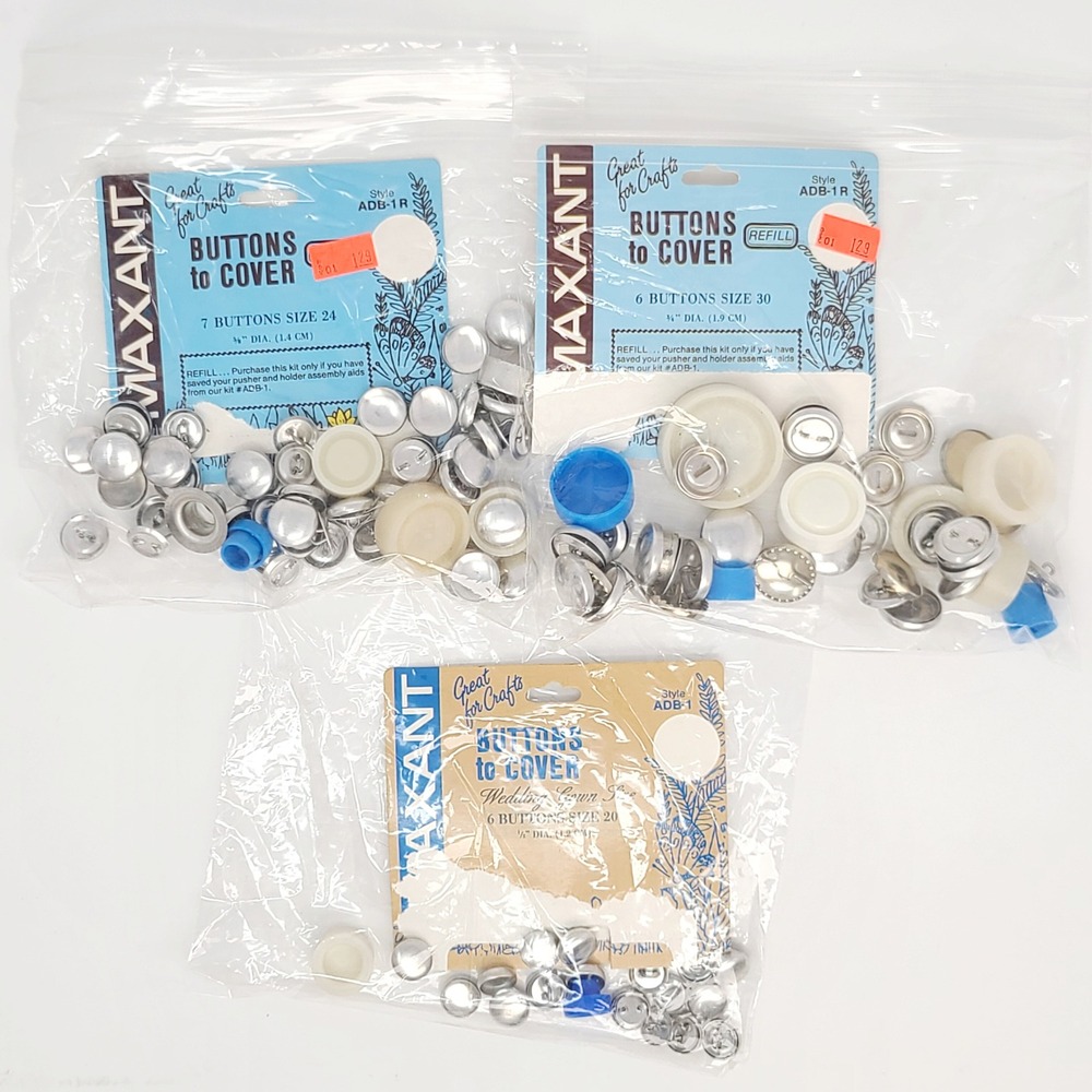 Maxant Buttons to Cover Refill Lot Button Covers Retro VTG Sewing Notions